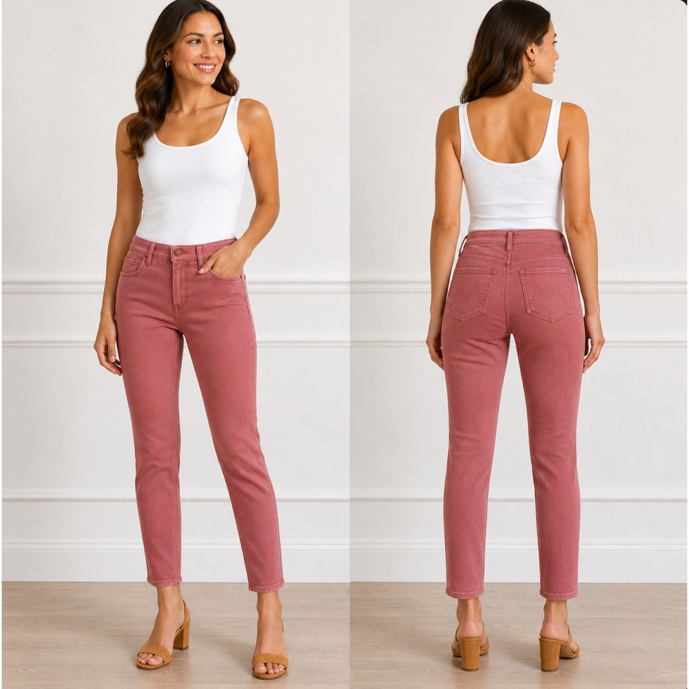 MOTHER The Stash Mid Rise‎ Dazzler Ankle 25 Pink Jeans Second Chance Stretch